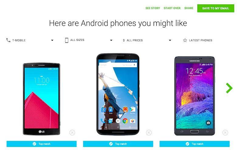 Google’s Android phone picker is pretty, but needs to listen better