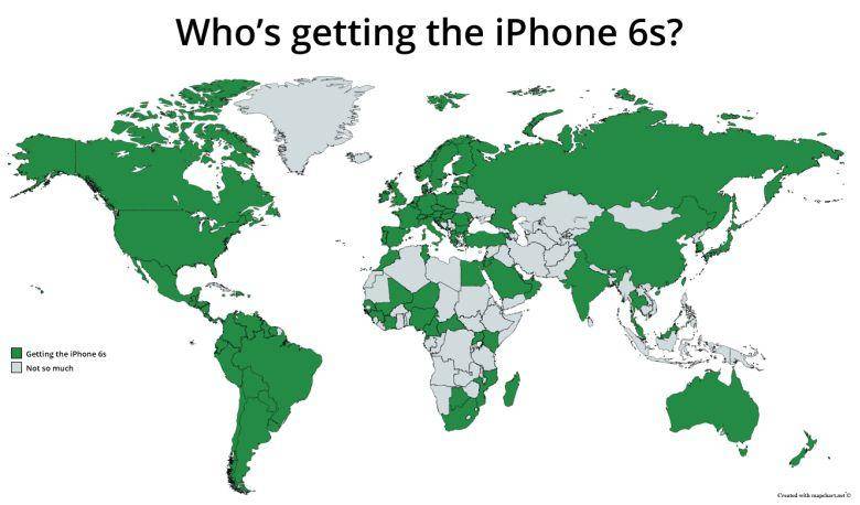 These detailed world maps highlight all the territories the iPhone 6s ...