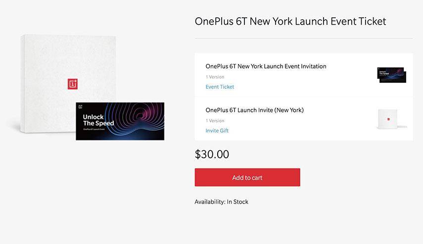 Buy tickets to the OnePlus 6T launch event and get free gifts