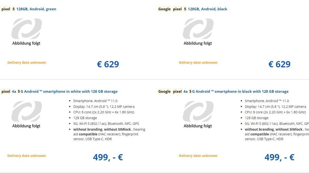 Google Pixel 5 and Pixel 4a 5G early retail listings reveal the price ...