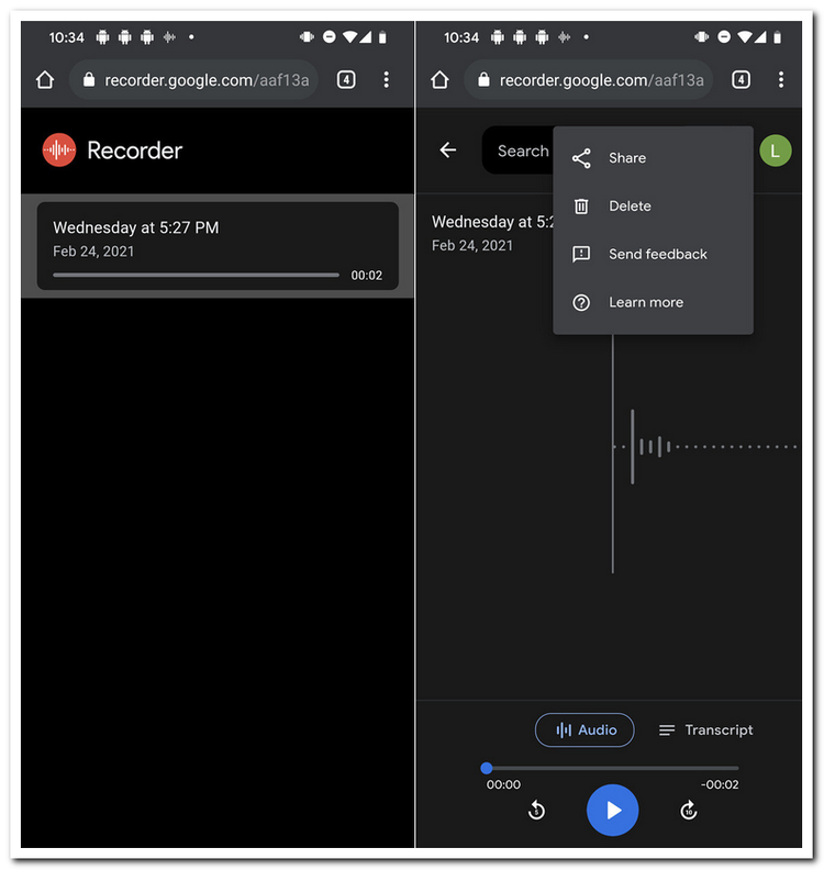 Google Recorder app gets a companion web client to sync audio recordings